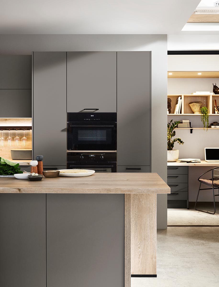 REDDY Küchen moderne Küche grau mit Stein-Optik